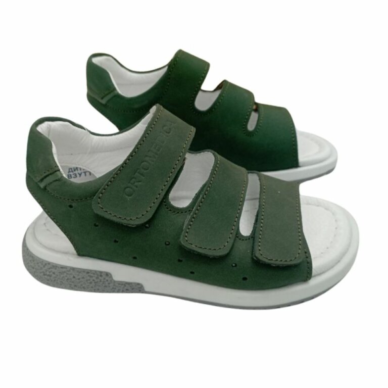 УЦІНКА! Анатомічні босоніжки дитячі Ortomedica 2748 хакі, 3 липучки (пляма клею) розмір 29