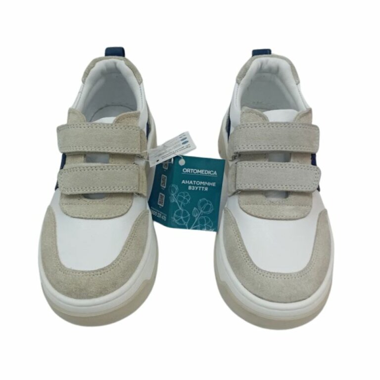 УЦІНКА! Дитячі Анатомічні кросівки Ortomedica ORTM 7 бежево-сині (один з пари втратив колір) розмір 32