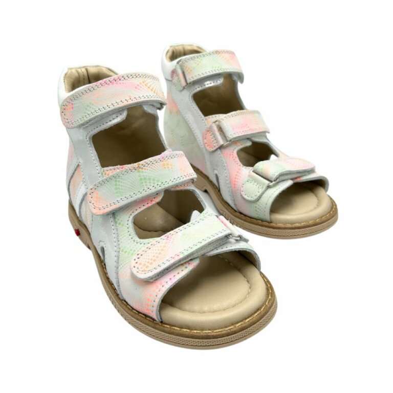 Дитячі босоніжки анатомічні для дівчинки 3 липучки, фіксуючий задник Ortomedica 5YÖ21-08 білі