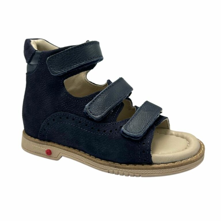 Дитячі босоніжки анатомічні Ortomedica 5YÖ23-05 фіксуючий задник, 3 липучки, темно-сині