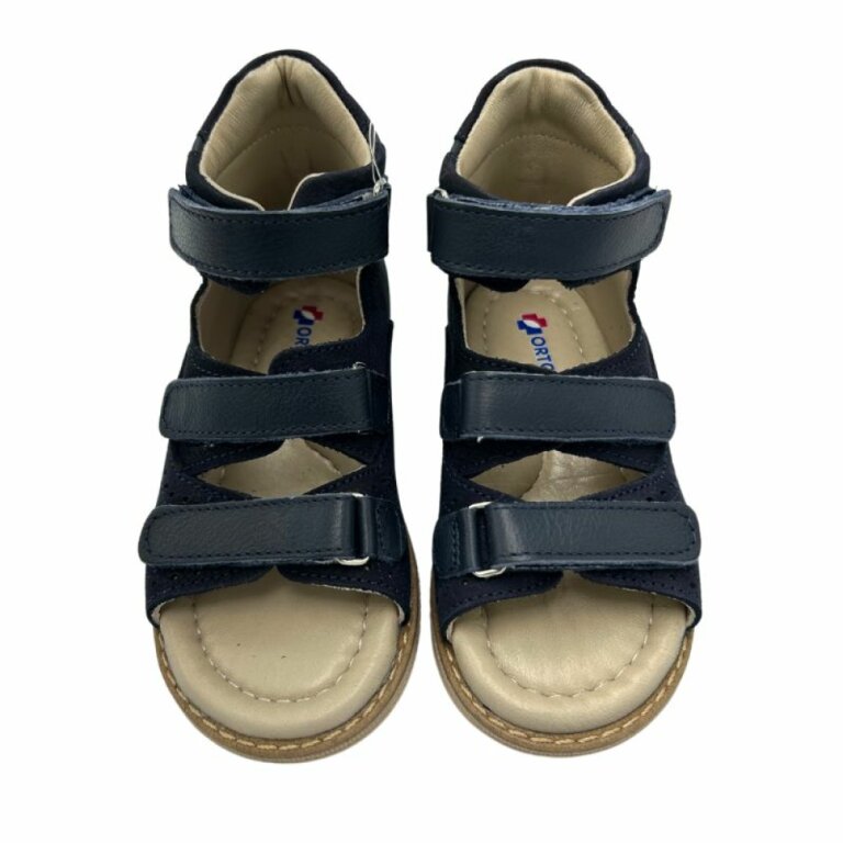 Дитячі босоніжки анатомічні Ortomedica 5YÖ23-05 фіксуючий задник, 3 липучки, темно-сині