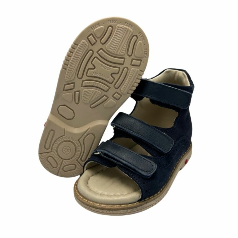 Дитячі босоніжки анатомічні Ortomedica 5YÖ23-05 фіксуючий задник, 3 липучки, темно-сині