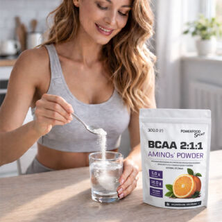 Диетическая добавка аминокислоты с разветвленной цепью POWERFOOD SPORT с подсластителем/BCAA 2:1:1 AMINO's POWDER, 300 Г(g)