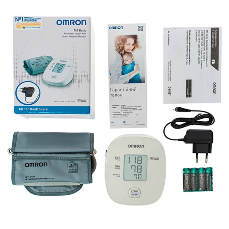 Автоматический тонометр Omron M1 Basic с адаптером и манжетой 22-32 см (HEM-7121J-AF)