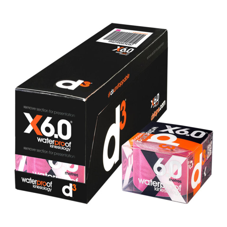 Кінезіо тейп водонепроникний D3 X6.0 Xtreme (50 мм * 6 м) рожевий