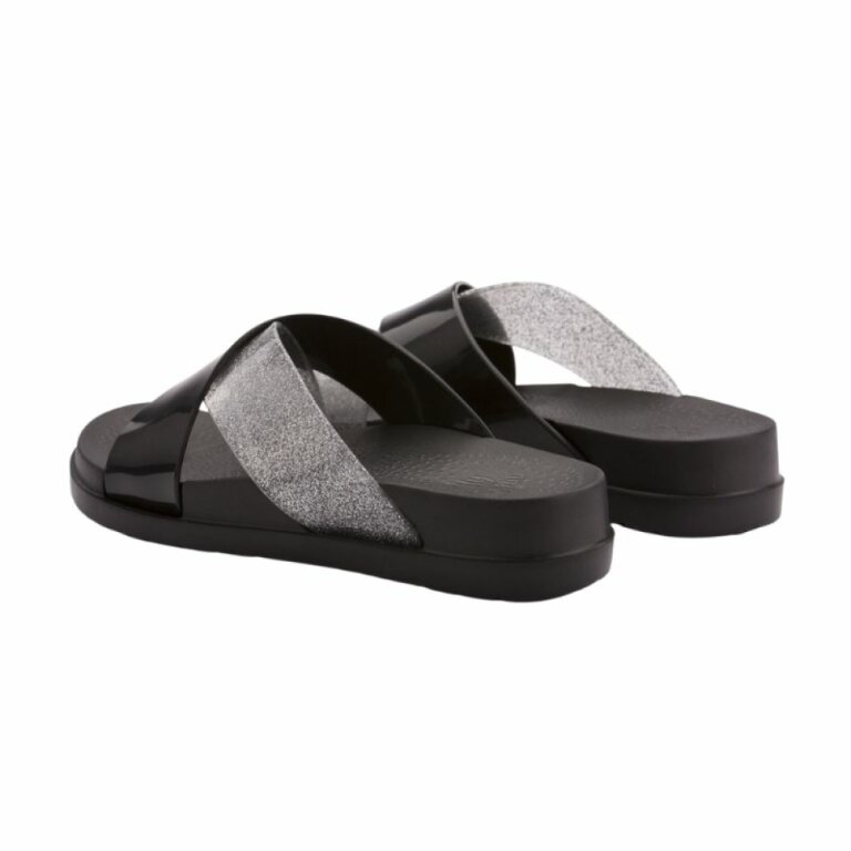 Шльопанці силіконові на платформі жіночі COQUI NELA (1342 Black/Silver glitter) чорний/срібний