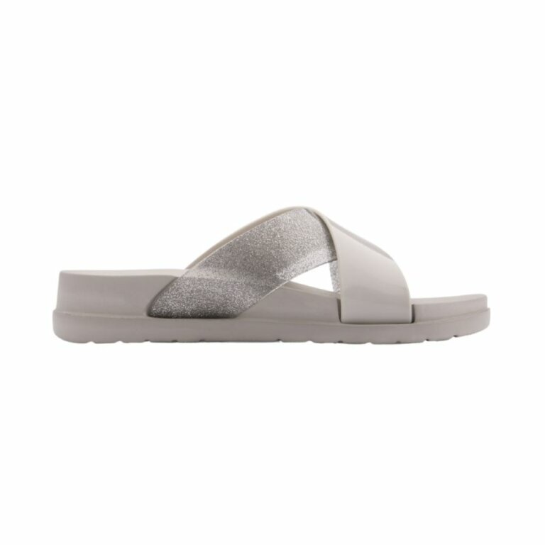 Шльопанці силіконові на платформі жіночі COQUI NELA (1342 Stone/Silver glitter) сірий/срібний