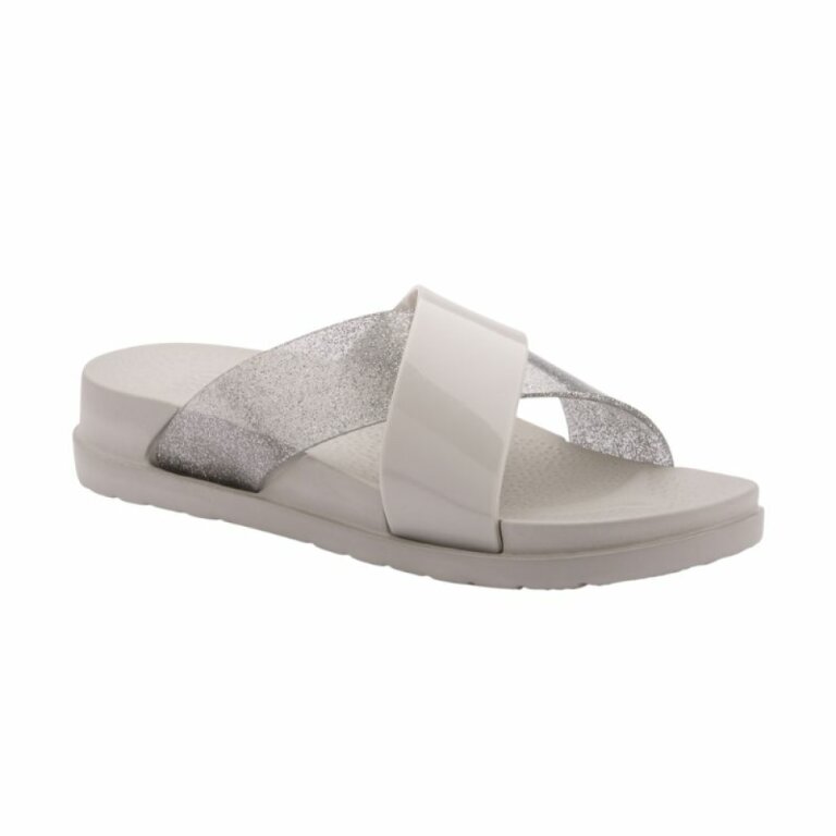 Шльопанці силіконові на платформі жіночі COQUI NELA (1342 Stone/Silver glitter) сірий/срібний