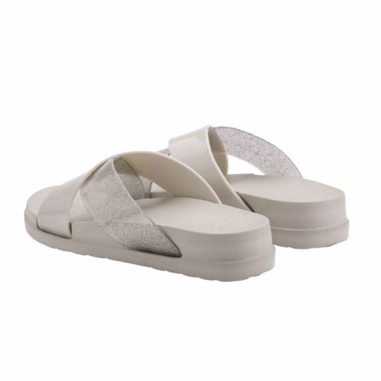 Шльопанці силіконові на платформі жіночі COQUI NELA (1342 Stone/Silver glitter) сірий/срібний