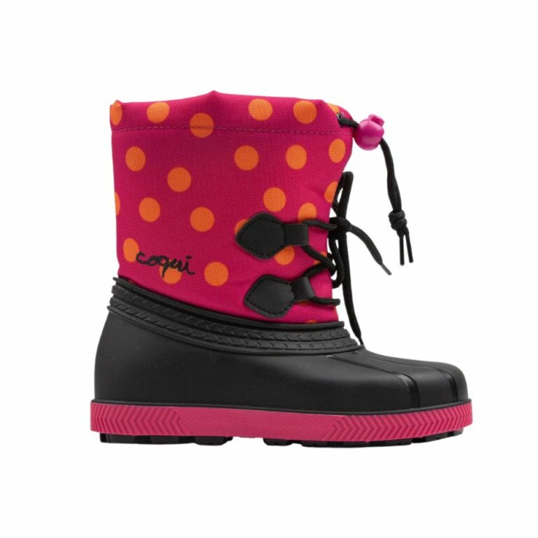 Дитячі чоботи сноубутси COQUI BERGY (5033 Lt. fuchsia dots) чорний/рожевий/малиновий фуксія/чорний