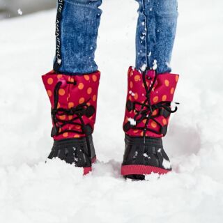 Дитячі чоботи сноубутси COQUI BERGY (5033 Lt. fuchsia dots) чорний/рожевий/малиновий фуксія/чорний