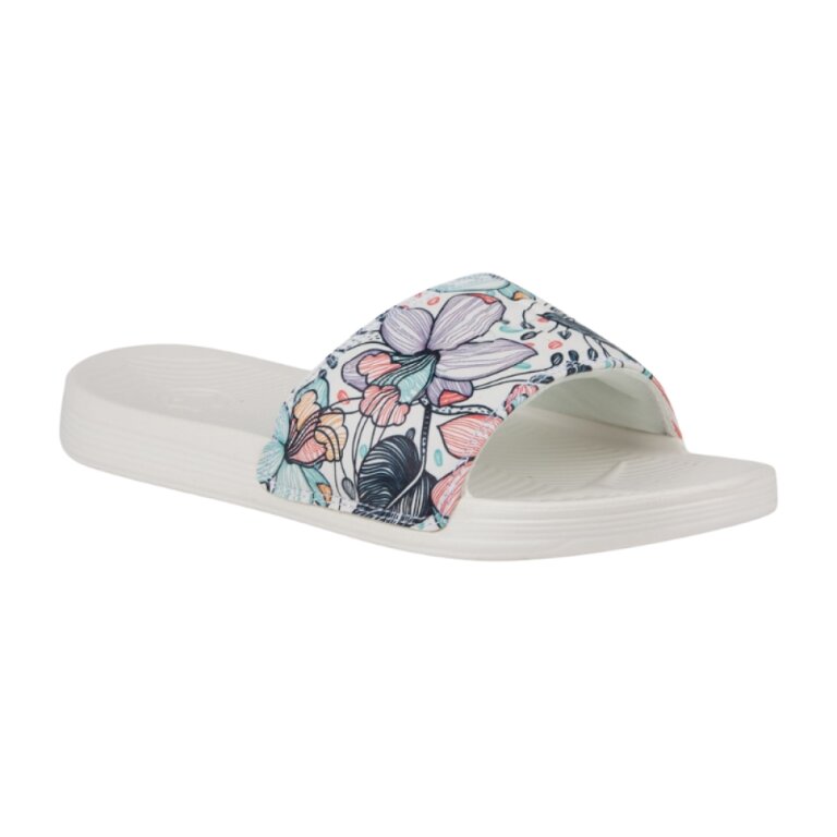 Шльопанці жіночі COQUI SANA (6343 Pearl blooming flowers) білий/різнокольоровий/квітковий принт
