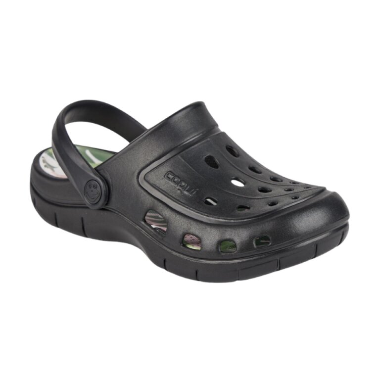 Сабо (кроксы) COQUI женские JUMPER (6352 Black modern tropical) черный