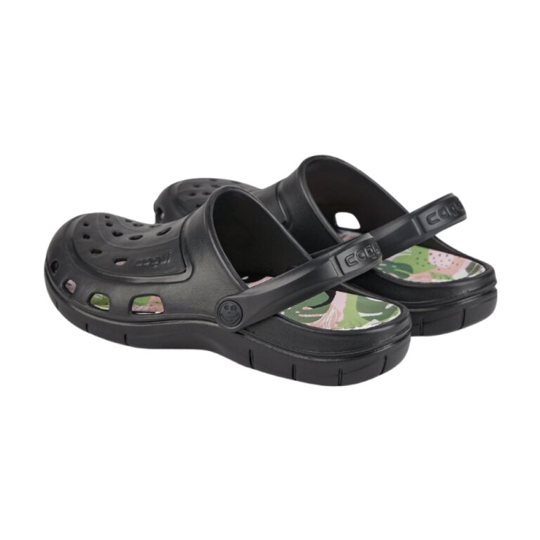 Сабо (кроксы) COQUI женские JUMPER (6352 Black modern tropical) черный