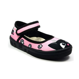 Капці текстильні для дівчаток Waldi Diana 360-294 рожев/чорн котик