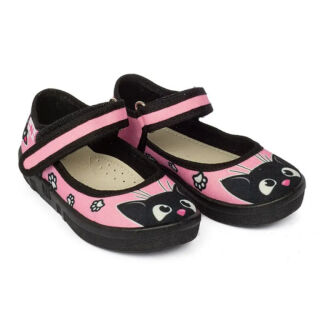 Капці текстильні для дівчаток Waldi Diana 360-294 рожев/чорн котик