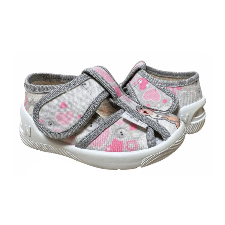 Капці текстильні для дівчаток Waldi Merlin 360-528 сірі/зайчик
