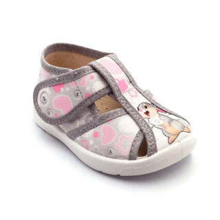 Капці текстильні для дівчаток Waldi Merlin 360-528 сірі/зайчик