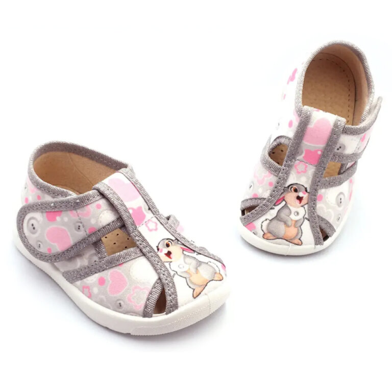 Капці текстильні для дівчаток Waldi Merlin 360-528 сірі/зайчик