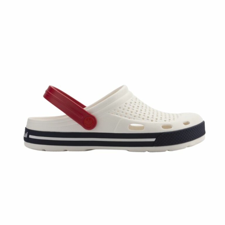 Сабо (кроксы) COQUI мужские LINDO (6403 White/Navy) белый/синий/красный