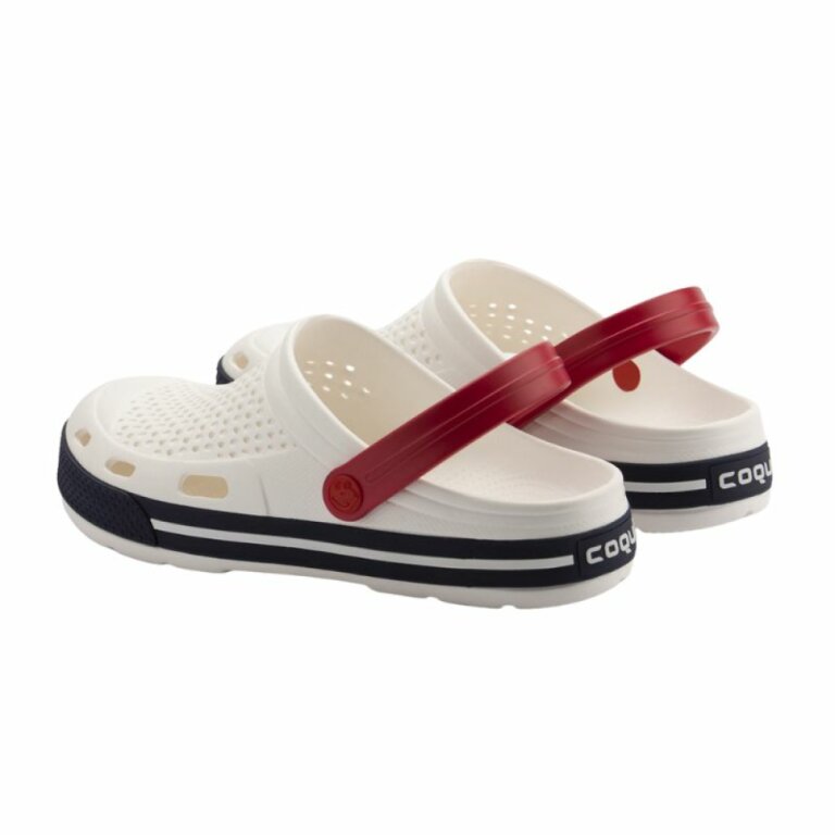 Сабо (кроксы) COQUI мужские LINDO (6403 White/Navy) белый/синий/красный