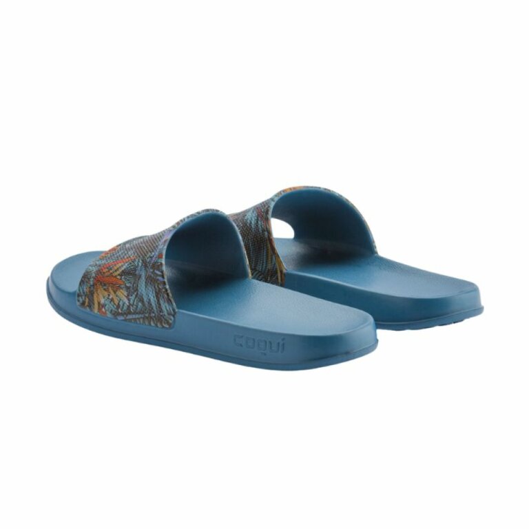 Шльопанці жіночі COQUI TORA (7082 Niagara blue tropical printed) темно-блакитний/принт