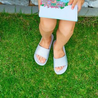 Шльопанці дитячі COQUI TORA (7083 Khaki grey/Silver glitter) сірий з блискітками