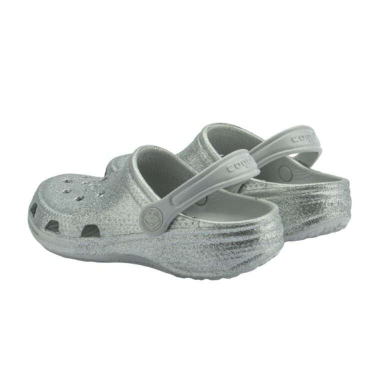 Сабо (крокси) дитячі COQUI (8114 Khaki grey glitter) сірий з блискітками