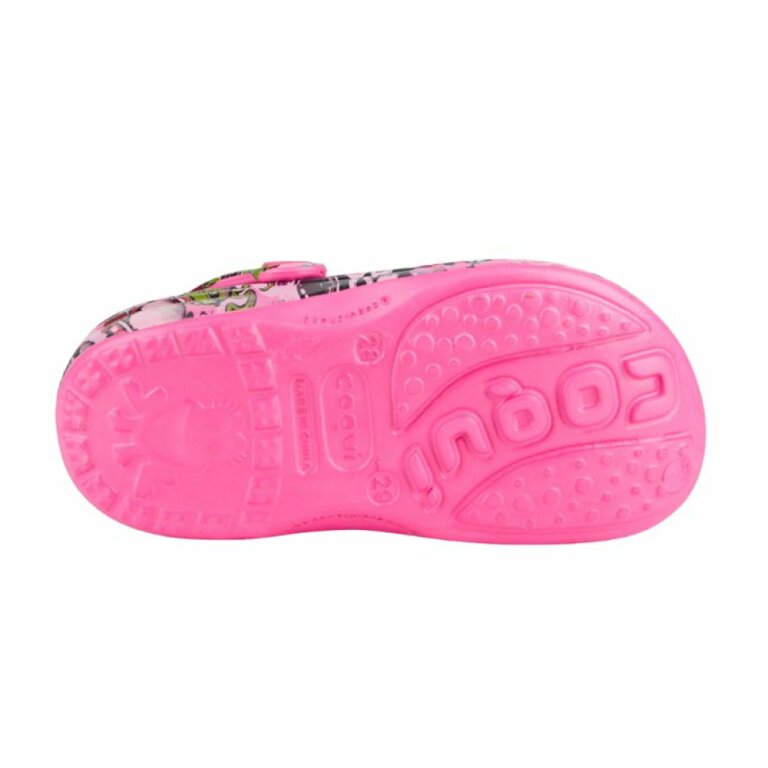 Сабо (крокси) дитячі COQUI (8114 PRINTED New rouge) рожевий/малиновий з принтом