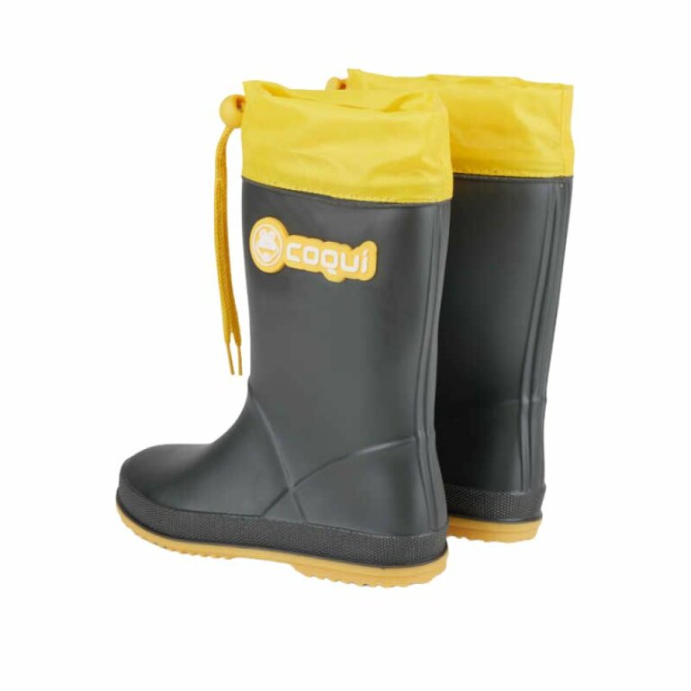 Дитячі гумові чоботи COQUI RAINY (8559 Antracit/Yellow) темно-сірий (З УТЕПЛЕННЯМ)