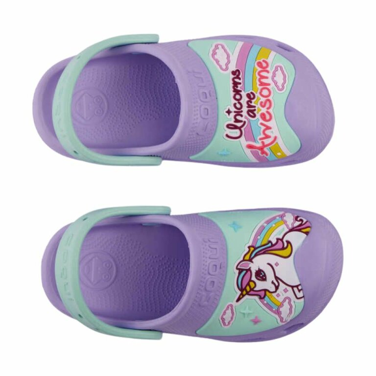 Сабо (крокси) дитячі COQUI MAXI (9382 Lt. Lila/Lt. Mint Unicorn) ліловий/м'ятний