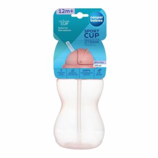 Пляшечка зі складною силіконовою трубочкою Canpol babies рожевий 370 мл (56/113_pin2)