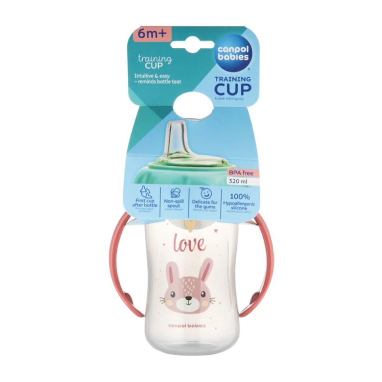 Кружка тренувальна Canpol babies з силіконовим носиком 320 мл Cute Animals - рожева 56/512_pin2