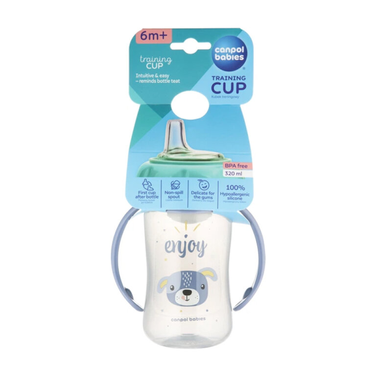 Кружка тренувальна Canpol babies з силіконовим носиком 320 мл Cute Animals - синя 56/512_blu2