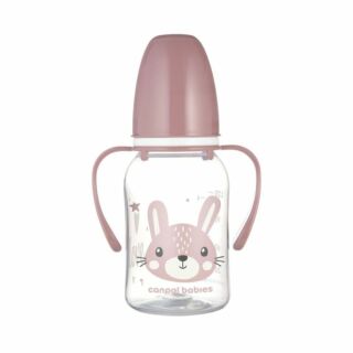 Пляшечка стандартна Canpol babies з ручками 120 мл CUTE ANIMALS - рожева 11/823_pin