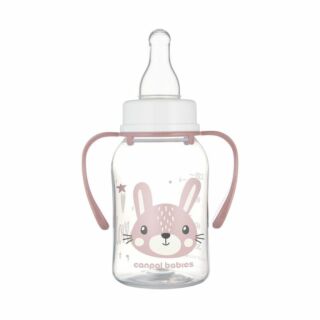Пляшечка стандартна Canpol babies з ручками 120 мл CUTE ANIMALS - рожева 11/823_pin