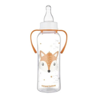 Пляшечка стандартна Canpol babies з ручками 250 мл CUTE ANIMALS - помаранчева 11/845_ora