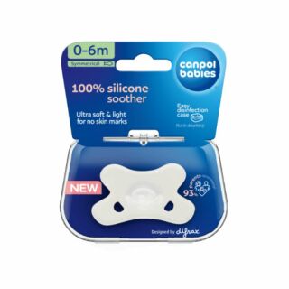 Пустушка силіконова симетрична Canpol babies 100% силікон 0-6 міс 1 шт. - біла 24/001_whi