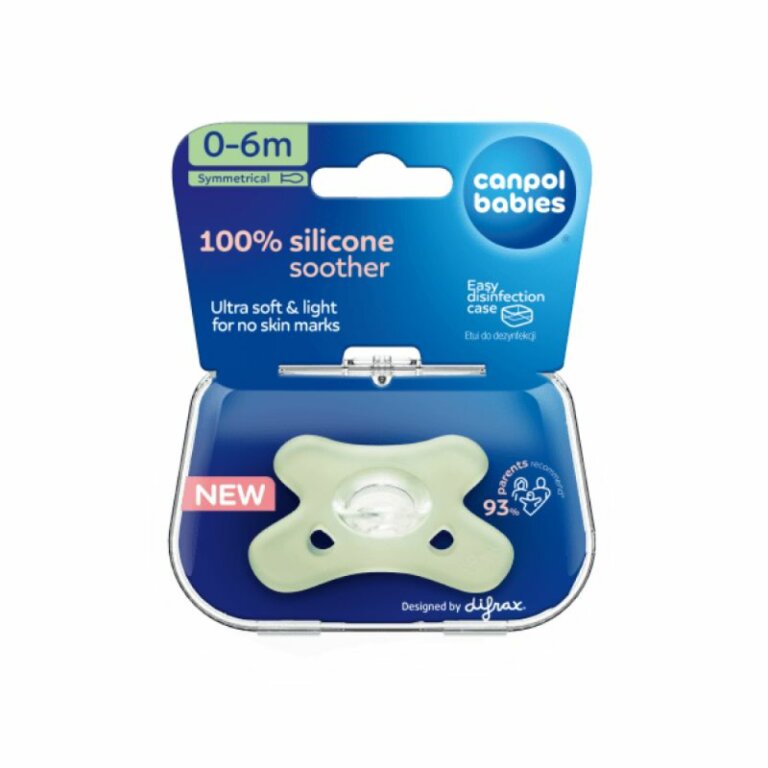 Пустушка силіконова симетрична Canpol babies 100% силікон 0-6 міс 1 шт. - зелена 24/001_gre