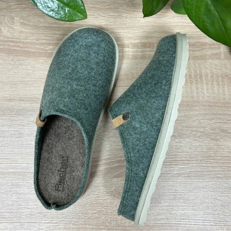 Жіночі домашні капці Fischer Markenschuh 655004 з повсті, зі знімною анатомічною устілкою, зелені