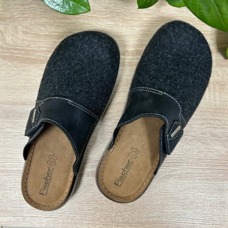 Мужские домашние тапочки Fischer Markenschuh 646662 из войлока, со съемной анатомической стелькой, антрацит