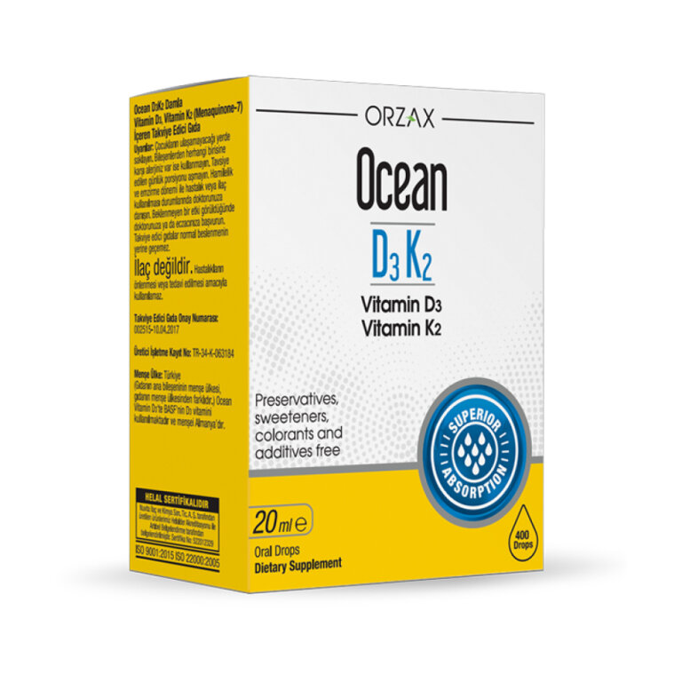 Диетическая добавка ORZAX Ocean D3K2 капли, 20 мл