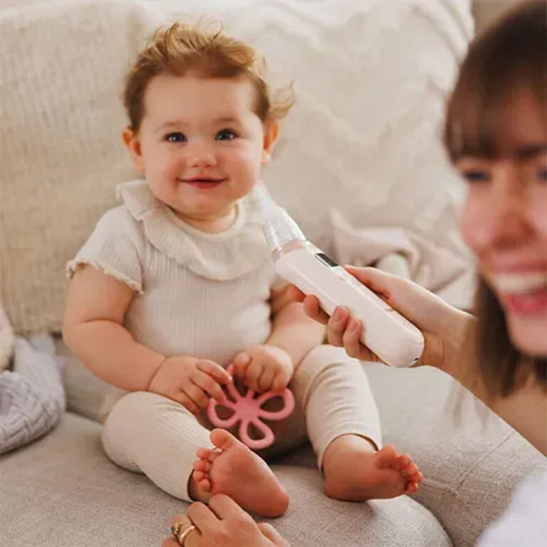 Аспіратор для носа електронний з LCD екраном та мелодіями Babyono (зарядка Type-C) бежевий