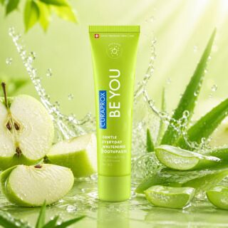 Зубная паста CURAPROX Be You Green осветляющая, 60 мл, RDA – 50. Вкус: Яблоко & Алоэ