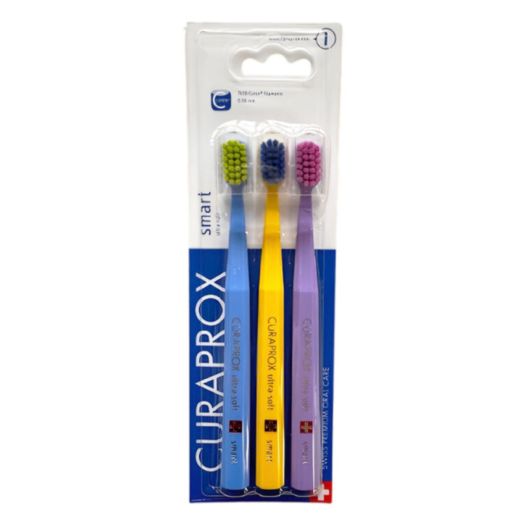 Зубна щітка дитяча CURAPROX CS Smart 3-03 Синя/ помаранчева/фіолетова, від 5 років, 3шт.