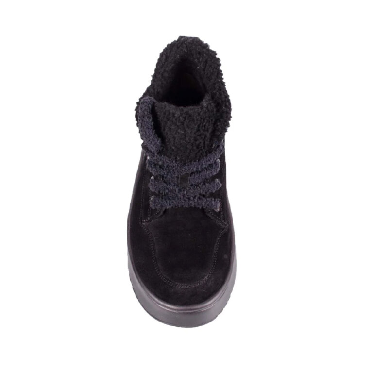 Черевики женских зимові Ortomedica 741/3 утеплены хутро с вовни, черные