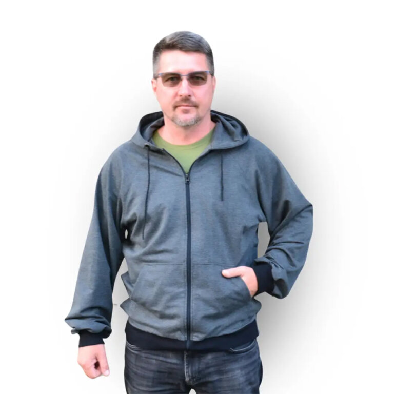 Кофта адаптивна спортивна Кіраса 4281 на блискавці з капюшоном і кишенями трикотаж двонитка, антрацит