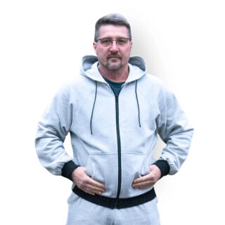 Кофта адаптивна спортивна Кіраса 4281 на блискавці з капюшоном трикотаж двонитка з начісом, сіра