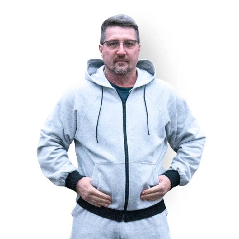 Кофта адаптивна спортивна Кіраса 4281 на блискавці з капюшоном трикотаж двонитка з начісом, сіра