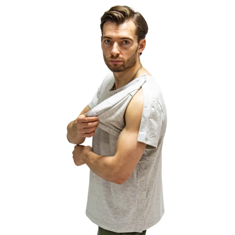 Футболка адаптивна Кіраса 427 при травмуванні на липучках, трикотаж меланж